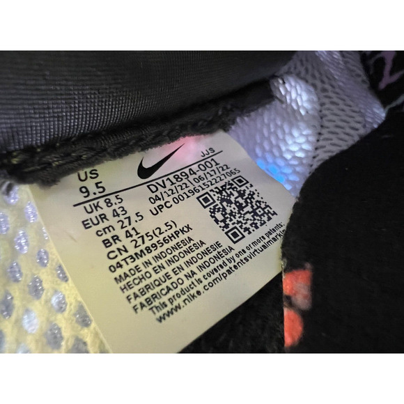 Nike Air Kukini Paint Splatter DV1894-001 Black Running Sneakers Men's Size 9.5 - Picture 3 of 12